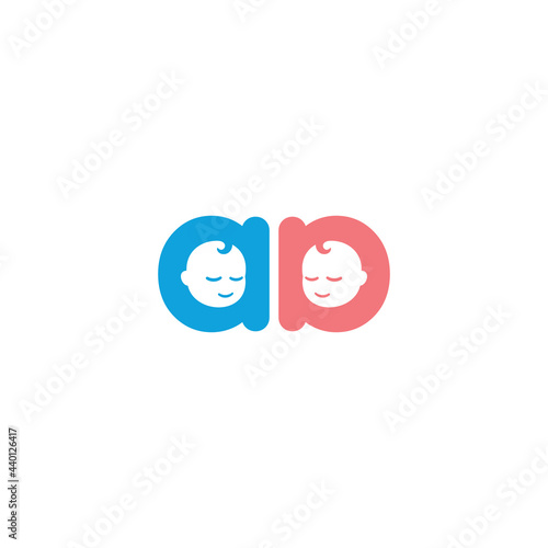 Twin Baby logo or icon design