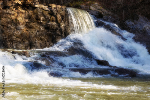 Close up of waterfall at Amis Mill Dam in Tennessee