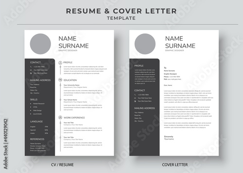 Resume and Cover Letter template, Minimalist resume, Cv professional jobs resumes