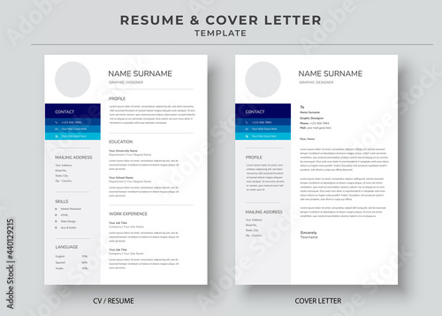 Resume and Cover Letter template, Minimalist resume, Cv professional jobs resumes