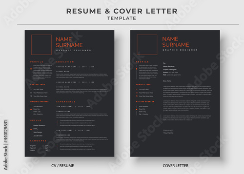 Resume and Cover Letter template, Minimalist resume, Cv professional jobs resumes