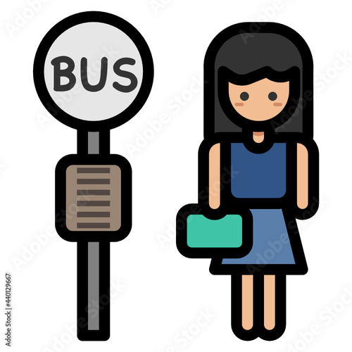Woman at bus stop