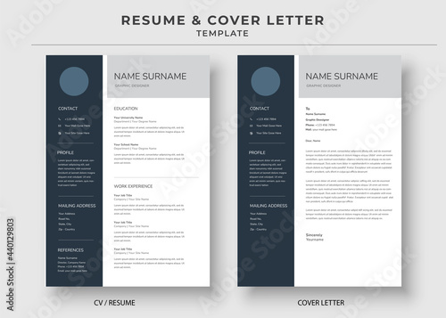 Resume and Cover Letter template, Minimalist resume, Cv professional jobs resumes