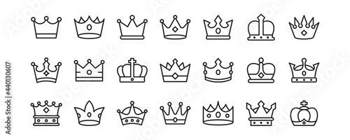 Crown, coronet, diadem icon set. Vector graphic illustration.