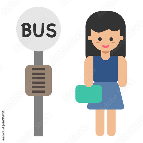 Woman at bus stop