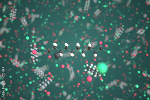 Sebacoyl chloride molecule made with balls, conceptual molecular model. Chemical 3d rendering photo