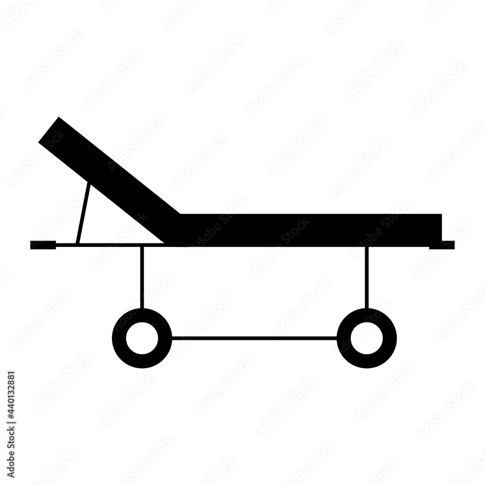 hospital gurney simple medicine icon in trendy line style isolated on white background for web applications and mobile concepts. Vector illustration hospital gurney simple medicine icon in trendy line style isolated on white background for web applications and mobile concepts. Vector illustration