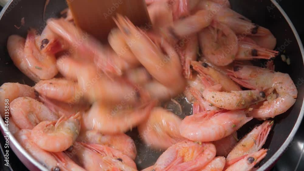 fried shrimp close-up with spices and lemon. selective focus. Sea food fried shrimp close-up with spices and lemon. selective focus. Sea food