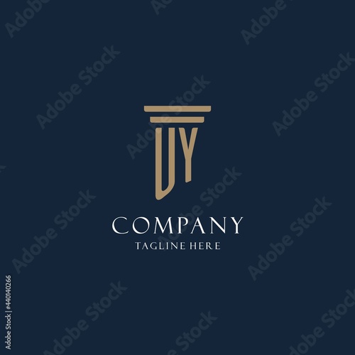 UY initial monogram logo for law office, lawyer, advocate with pillar style