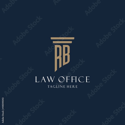 RB initial monogram logo for law office, lawyer, advocate with pillar style