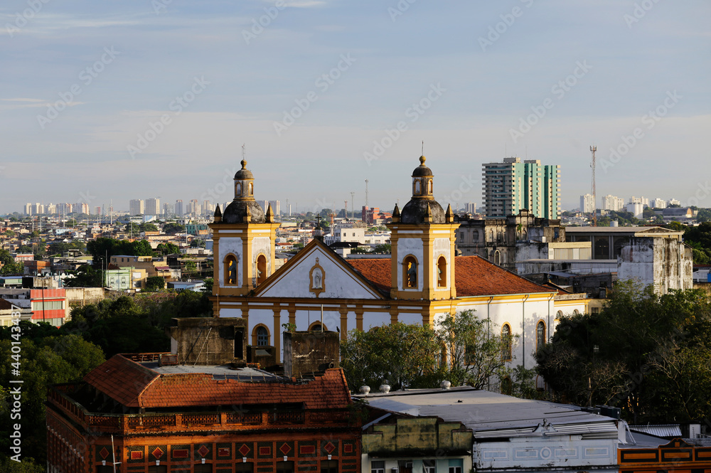 Panoramic view of the Metropolitan Cathedral and Manaus skyline, Amazonas state, northern Brazil.
