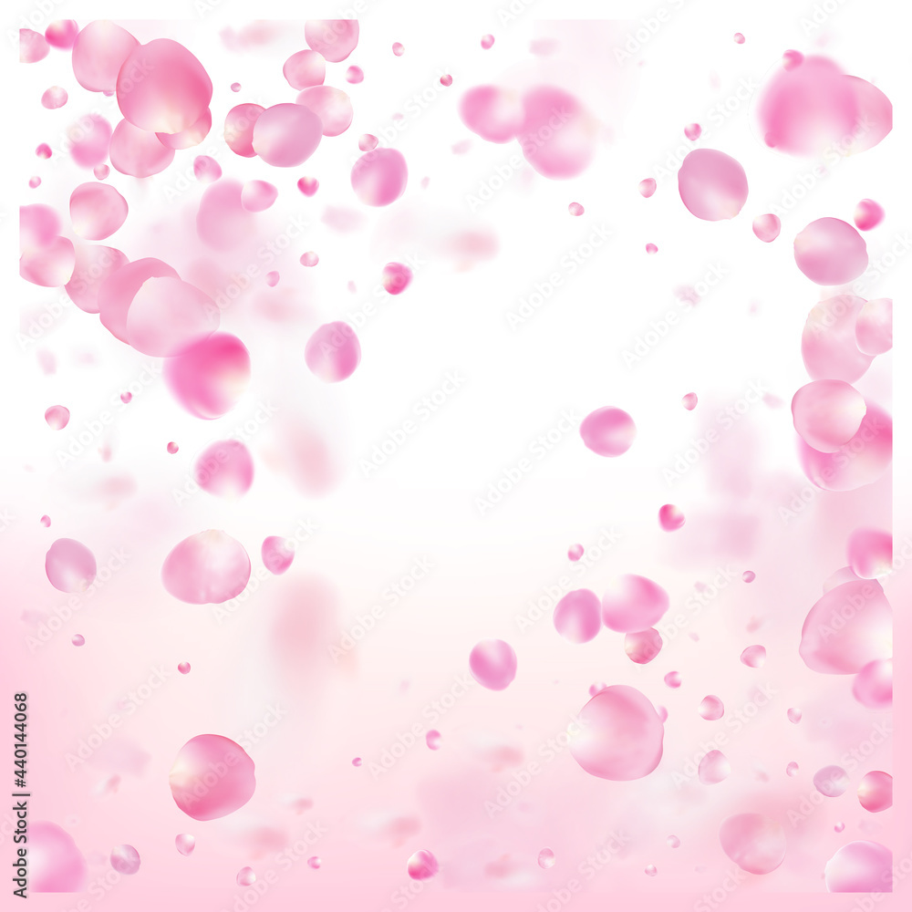Rose Petals Flying Confetti. Windy Leaves Confetti Poster. Female Rose Petals Flying Confetti. Windy Leaves Confetti Poster. Female