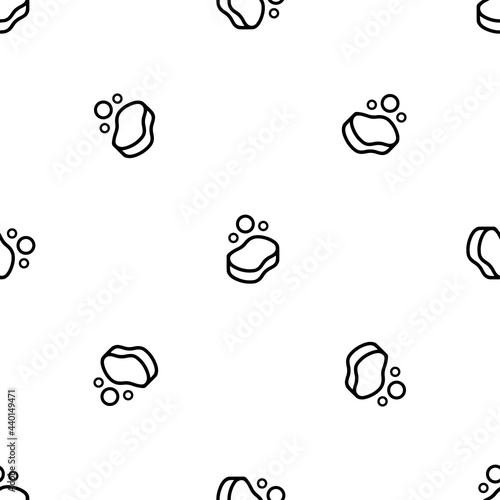 Seamless pattern of repeated black soap symbols. Elements are evenly spaced and some are rotated. Vector illustration on white background