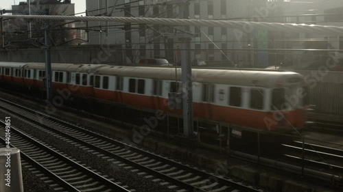 boston orange train left to right close