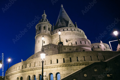 Fisherman's bastion at sunset, Budapest, Hungary photo