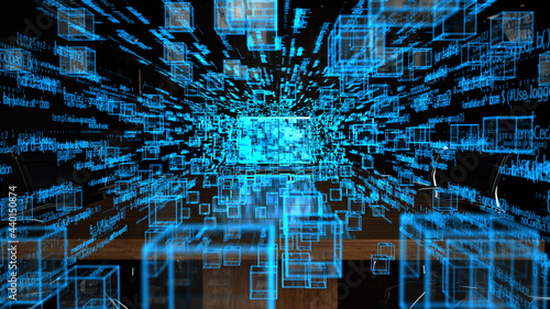 3D illustration of use of AI in companies