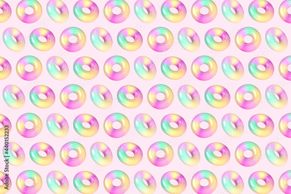 Three dimensional pattern of colorful doughnuts Three dimensional pattern of colorful doughnuts