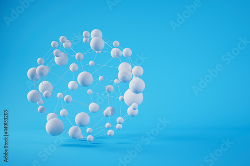 Three dimensional render of white connected spheres