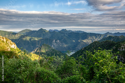 Majestic mountains near Lake Idro in Province of Brescia, Lombardy, Italy photo