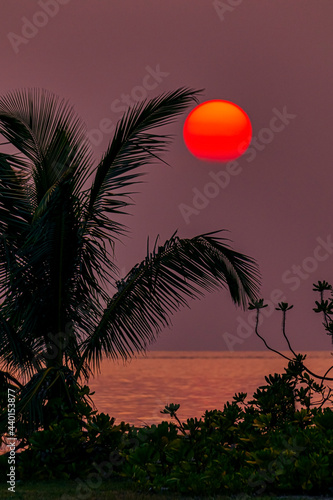 Beautiful sunset by sea, Kuda Huraa Island, Maldives photo