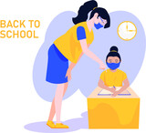 Illustration of teacher and student going back to school
