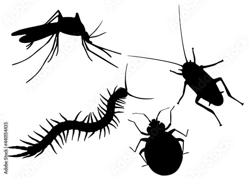 Cockroach, centipede, mosquito, bug in the set. Vector image. © Наталья Выгузова