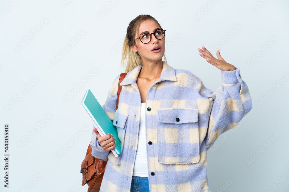 Young student woman isolated on white background with tired and sick expression Young student woman isolated on white background with tired and sick expression
