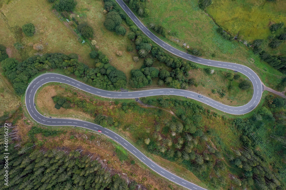 Drone view of winding highway in Black Forest Drone view of winding highway in Black Forest