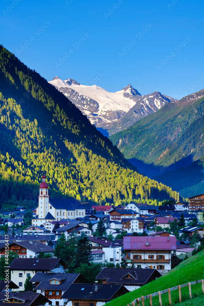Neustift im Stubaital with Stubai Alps, Tyrol, Austria Neustift im Stubaital with Stubai Alps, Tyrol, Austria
