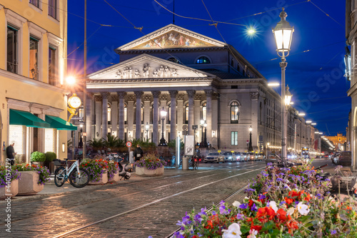 Bavarian State Opera at Max.Joseph Square, Munich, Bavaria, Germany at night