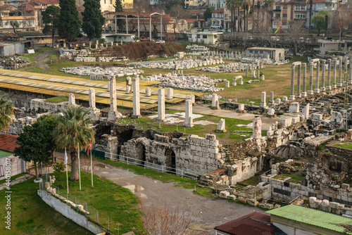Ancient old ruins of Agora in Smyrna, Izmir, Turkey photo