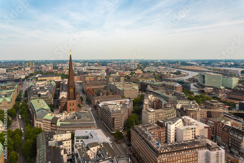 Cityscape with St. James' Church, old town and  St. Georg, Hamburg, Germany