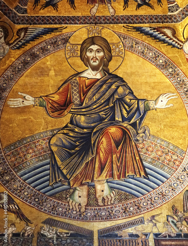 Jesus Christ painting in baptistery, Florence, Italy