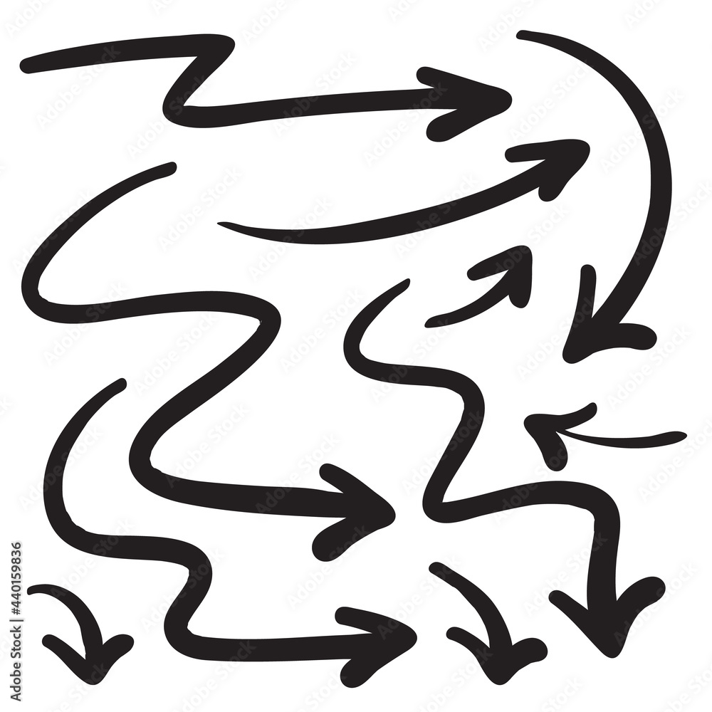 Sketchy arrow set, doodle arrows, hand drawn direction marks Sketchy arrow set, doodle arrows, hand drawn direction marks