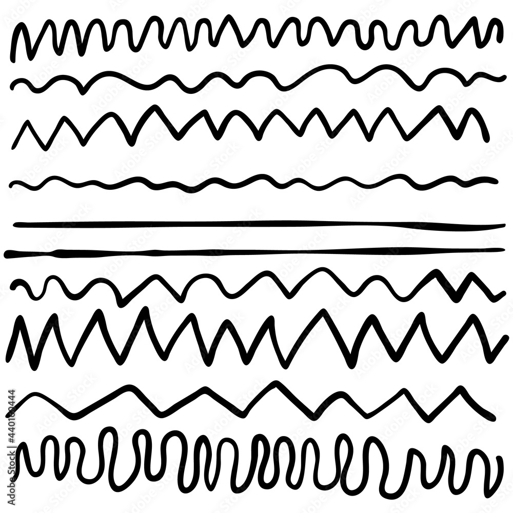 Hand drawn line set, sketched lines, doodle strokes Hand drawn line set, sketched lines, doodle strokes