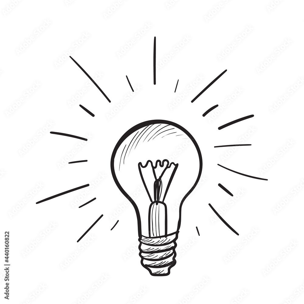 Hand drawn bulb, light bulb doodle sketch, lightbulb drawing Hand drawn bulb, light bulb doodle sketch, lightbulb drawing