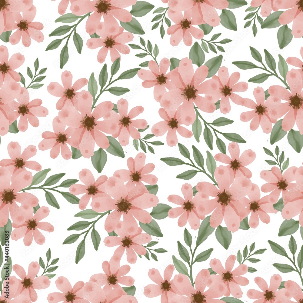 Seamless pattern of peach flower and leaf for fabric design Seamless pattern of peach flower and leaf for fabric design