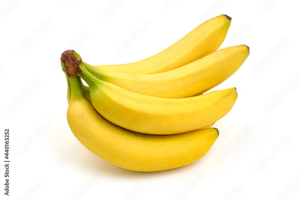 Bunch of bananas, front view, isolated on white background. High resolution image. Bunch of bananas, front view, isolated on white background. High resolution image.