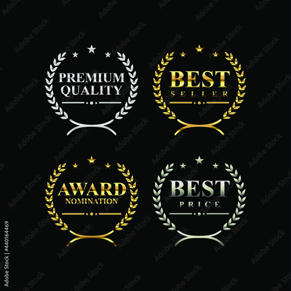 appreciation Wreaths Best gold and silver label, Luxury framed congratulation template set.