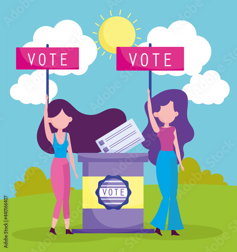 women putting vote