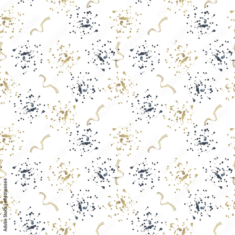 Beautiful abstract seamless pattern of spots and streaks on a white background. Beautiful abstract seamless pattern of spots and streaks on a white background.