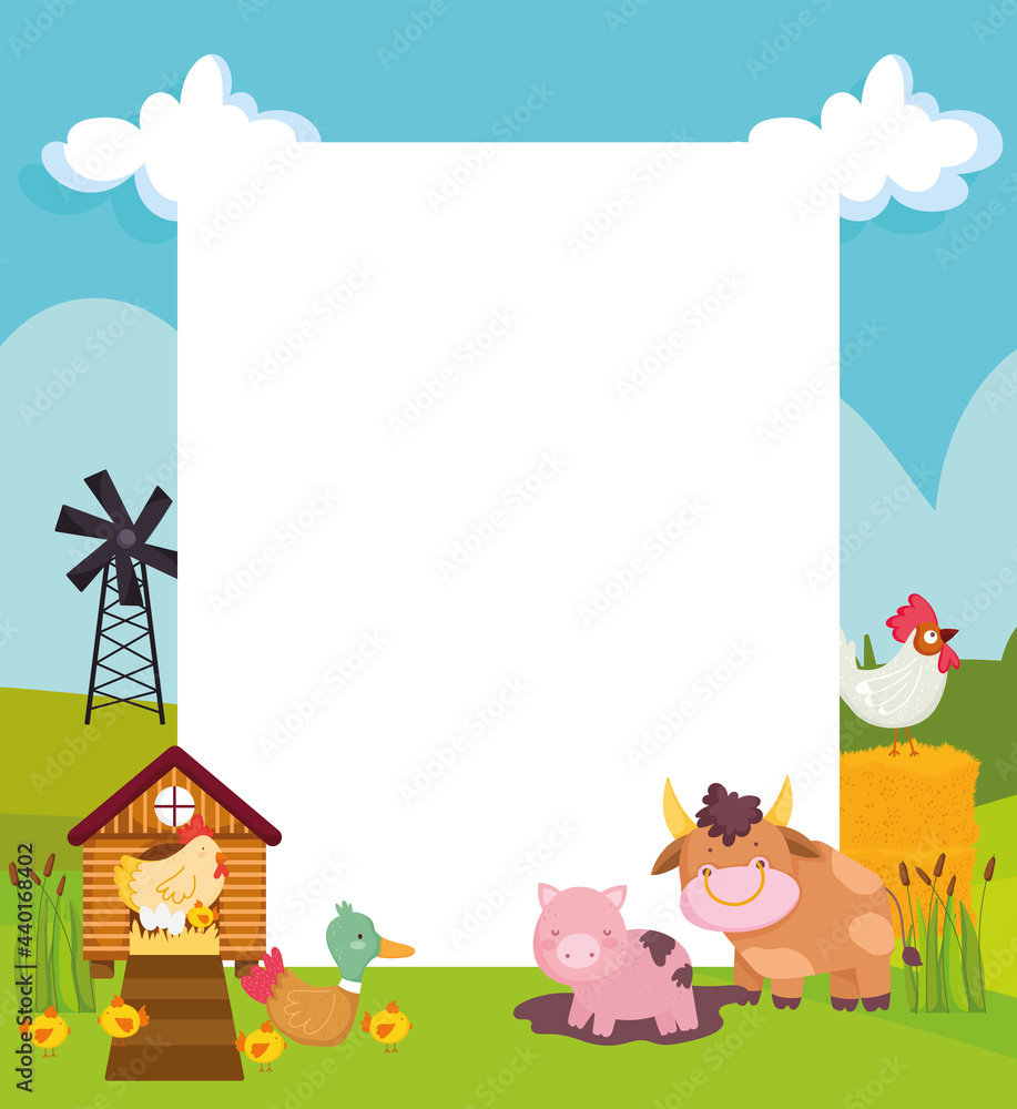 farm cute animals placard farm cute animals placard