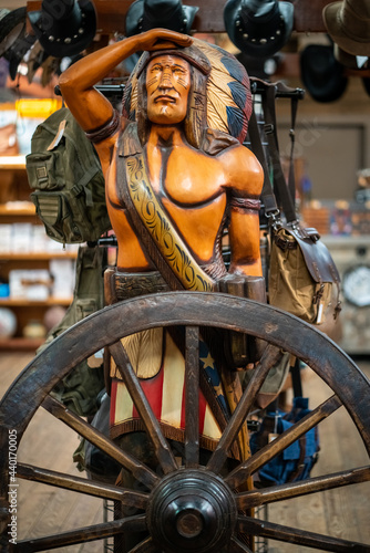 Native American wooden statue