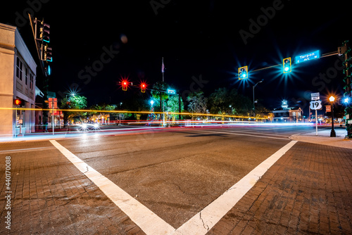 Downtown Tarpon Springs FL 4 corners night exposure.