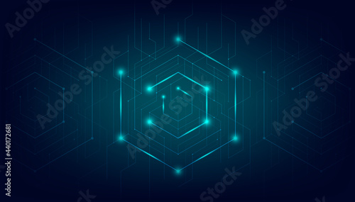 Abstract lines and dots connect background. Technology connection digital data and big data concept.