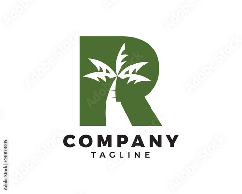 Letter R logo coconut tree icon design vector