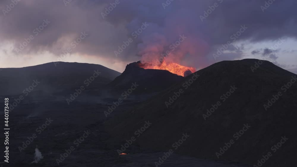 Lava And Smoke Erupting From Fagradalsfjall Volcano Lava And Smoke Erupting From Fagradalsfjall Volcano