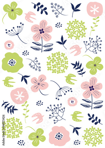 北欧風_草花パターン_縦型