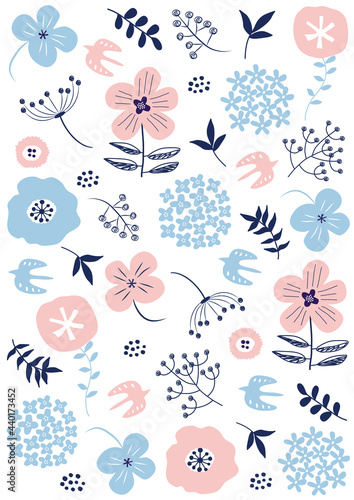 北欧風_草花パターン_縦型