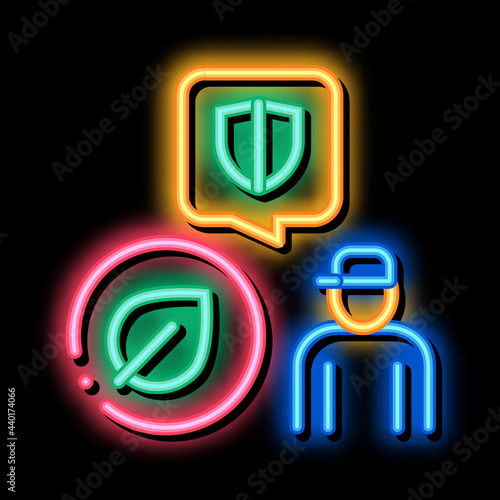 forestry defender protector neon light sign vector. Glowing bright icon forestry defender protector sign. transparent symbol illustration